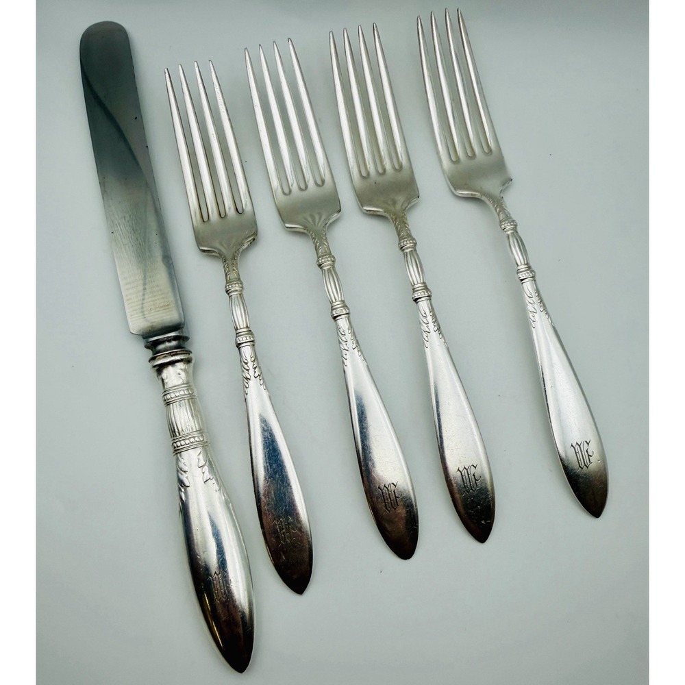 Vintage Wm Rogers Co Queen Anne St Moritz Silver Plate 5 Piece Flatware Lot